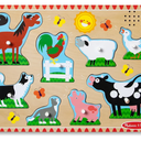 Melissa & Doug Farm Animals Sound Puzzle - Wooden Peg Puzzle with Sound Effects (8 pcs)