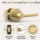 Mega Handles Ronn Entrance Entry Lever Door Handle Heavy Duty Round Locking Lever Set for Left or Right-Handed Doors, Interior/Exterior Door Levers - Satin Brass