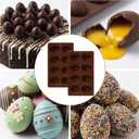 2Pcs 8-Cavity Silicone Easter Egg Molds, Egg Shaped Cake Pop Mold, Baking Supplies for Making Chocolate Jello Candy (Chocolate)