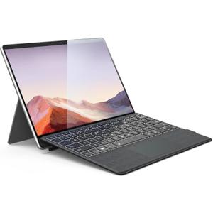 Surface Pro Keyboard, Magnetic Wireless Type Cover for Microsoft Surface Pro 7/6/5/4/3/7+, 7 Color Backlit Bluetooth 5.3 Ultra Slim Portable Keyboard with Trackpad Gray