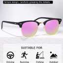 AEVOGUE Polarized Sunglasses For Women And Men Semi Rimless Frame Retro Sun Glasses AE0369 (Matte Tortoiseshell Green Lens&matte Black Pink Mirror)