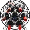 PAG 7 Bottles Freestanding Countertop Wine Rack, Metal Small Table Top Wine Rack, Drink Organizer Bottle Holder, Kitchen Organizers and Storage, Black