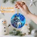 Ceramic-Style Christmas Tree Decorations, Christmas Ornaments, Double-Sided Printed Ornament Keepsakes, Holiday Decor. Xmas Gifts, Gifts for Wolf Lovers - Wolf-Themed