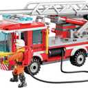 City Fire Truck Fire Station Building Blocks Fire Engine Vehicles Set Fire Fighter Building Kit Fire Rescue Toys Gifts Present Building Bricks for Kids Aged 6-12 398pcs
