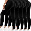 5 Pack Leggings for Women High Waisted No See-Through Soft Tummy Control Black Pants for Running Yoga Athletic Workout (Large-X-Large)