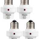 otnofok Light Sensor Socket, E26/ E27 Light Bulb Socket, Automatic Dusk to Dawn Photocell Sensor with 300° Adjustable Angle for Outdoor Lighting in Porch, Garage, and Wall Lights, White, 4 Pack
