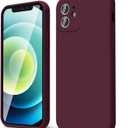 oakxco for iPhone 12 Case Liquid Silicone, Soft Rubber Gel Elegant Aesthetic Basic Simple Cover, Thin Slim TPU Matte Solid Color Plain Smooth Case for Women Men Girl, Burgundy Plum Wine