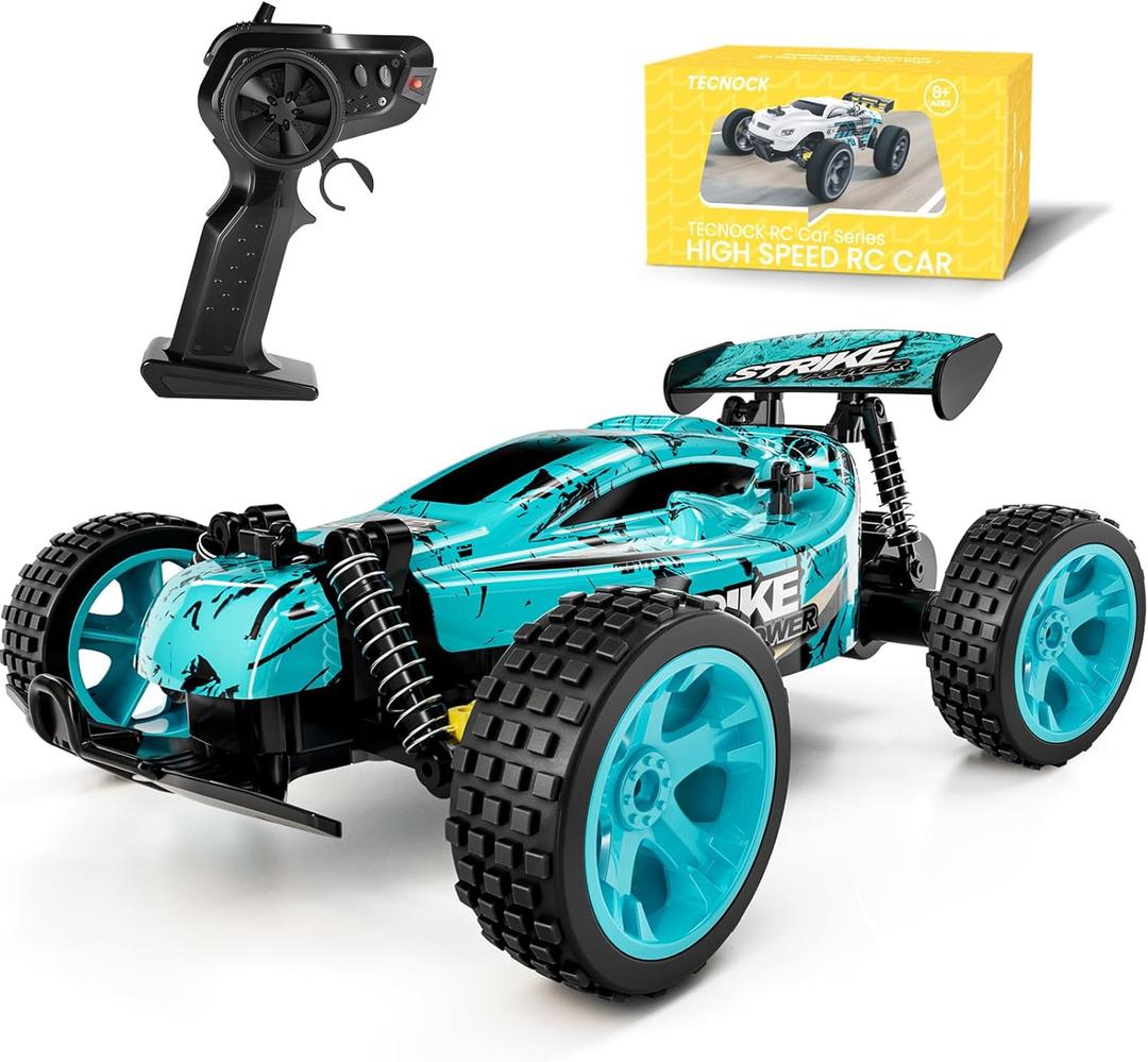 Tecnock RC Cars Remote Control Car for Kids, 1:18 Scale 20 KM/H 2WD Offroad Buggy, 2.4GHz RC Racing Car with USB-C Easy Charging & 50 Mins Playtime, Toys Gifts for Boys & Girls (Blue)