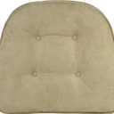 downluxe Chair Cushions for Dining Chairs, Memory Foam Linen Kitchen Chair Pads with Ties, Waterproof, Stain-Resistant and Washable Cover, 17" x 16" x 2.5", Beige, 4 Pack