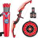HYES Bow and Arrow for Kids, LED Light Up Archery Set with 12 Suction Cup Arrows, 1 Hanging Target, 3 Score Targets & 1 Quiver, Indoor Outdoor Sport Gifts for Boys Girls Ages 4-12, Black