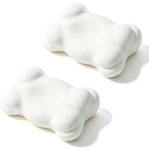 Cloud Pillow 2 Pack, Ergonomic Memory Foam Cervical Pillow, Adjustable Dual Height Neck Support, Breathable Washable Cover, for Side, Back, Stomach Sleepers, White (Cool 2PC)