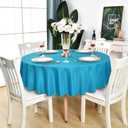 Teal Round Tablecloth - Waterproof Stain Resistant Wrinkle Free Turquoise Table Cloth, 210GSM Polyester Washable Wipeable Table Cover for Party, Banquet, Indoor and Outdoor (48 inch, Circle)
