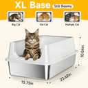 XL Open Top Stainless Steel Litter Box with High Sides, Gray