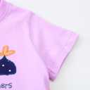 Toddler Girls Cotton Embroidery Applique Short Sleeve Dresses 2-7Y (Purple)