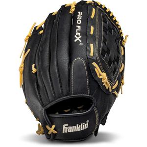 Franklin Sports Pro Flex Right Hand Throw Glove, 13-Inch, Black/Camel