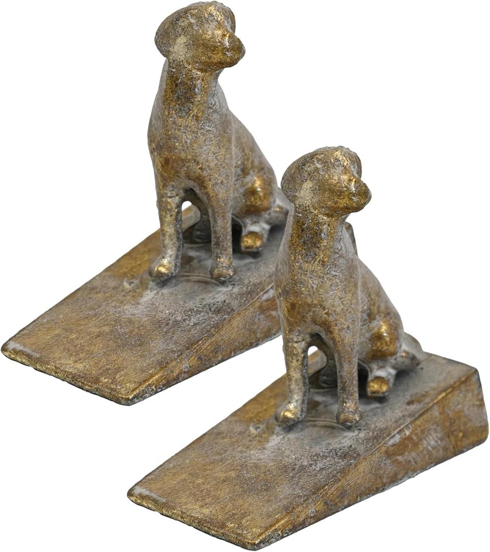 2-Piece Cast Iron Bird Door Stop Wedge Vintage Heavy Duty Door Stopper Antique Distressed Finish Decorative Doorstop for Bedroom Bathroom Exterior Doors (Dog)