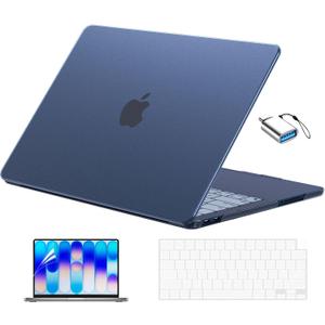 EooCoo for MacBook Neo Case 13 inch 2026 Model A3404 with A18 Pro Chip, Scratch Resistant Protective Hard Shell Case & Keyboard Cover & Screen Film & Type C, Original Matte Indigo