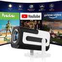 Ear&Ear Mini Projector, HY320 Portable Projector, Support 4K 1080P with Dual-Band WIFI6 5G Wireless 5.0 Bluetooth Android 11, 180 Rotatable, Auto Keystone Correction, 40"-130" Screen Video Projector