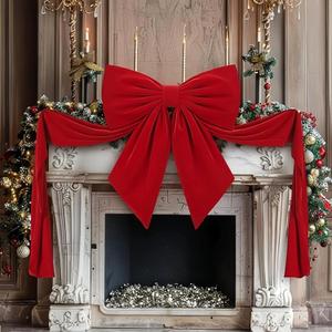 Suncalla 12ft Christmas Extra Large Velvet Bow Giant Xmas Tree Topper Fireplace Mantel Scarf Decoration for Home Wreath Wall Backdrop Birthday Wedding Party Decorations