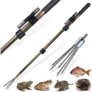 Dutiplus Fishing Harpoon Spear Gaff Gig Fork Hook for Frog Toad Cane Bullfrogs Bufo Flounder Fish Mole Remove Trap Catching Tool