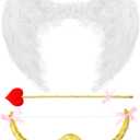 Leitee Cupid Costume Set with Bow Arrow and Wings Cosplay Cupid Costume Accessory for Women Adult Cosplay (White, Red)