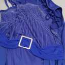 chicyes Womens One Piece Elegant Overlay Jumpsuit Dressy Sexy Bodycon Formal Sleeveless Rhinestone Romper Party Outfits (2XL, Blue)