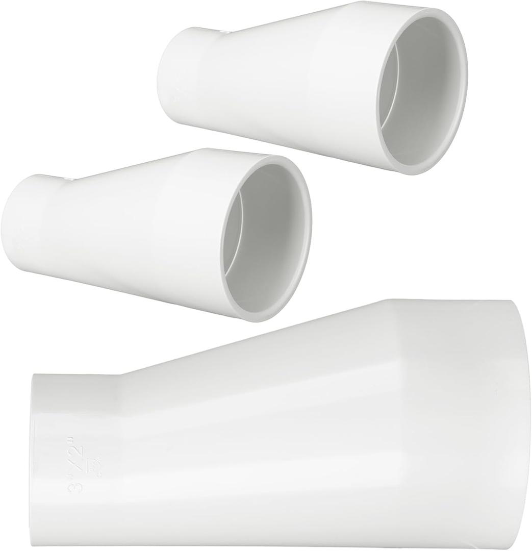 3 Pack 3" x 2" PVC Pipe Fitting Schedule 40 Compatible with 429-E Series Eccentric Reducer Coupling Suitable for High-flow Capacity, Pool, Spa, Plumbing, Irrigation, White