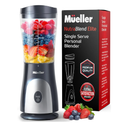 Mueller Personal Blender for Shakes and Smoothies with 15 Oz Travel Cup and Lid, Juices, Baby Food, Heavy-Duty Portable Blender & Food Processor, Grey