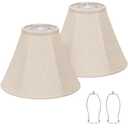Bell Lamp Shades Set of 2, 6"Top x 13"Bottom x 10"High, Beige Shade Replacement for Table Lamps, Floor Lamps, Fabric Natural Linen Hand Crafted(Spider Fitter), Harp Holders Included, Assembly Required