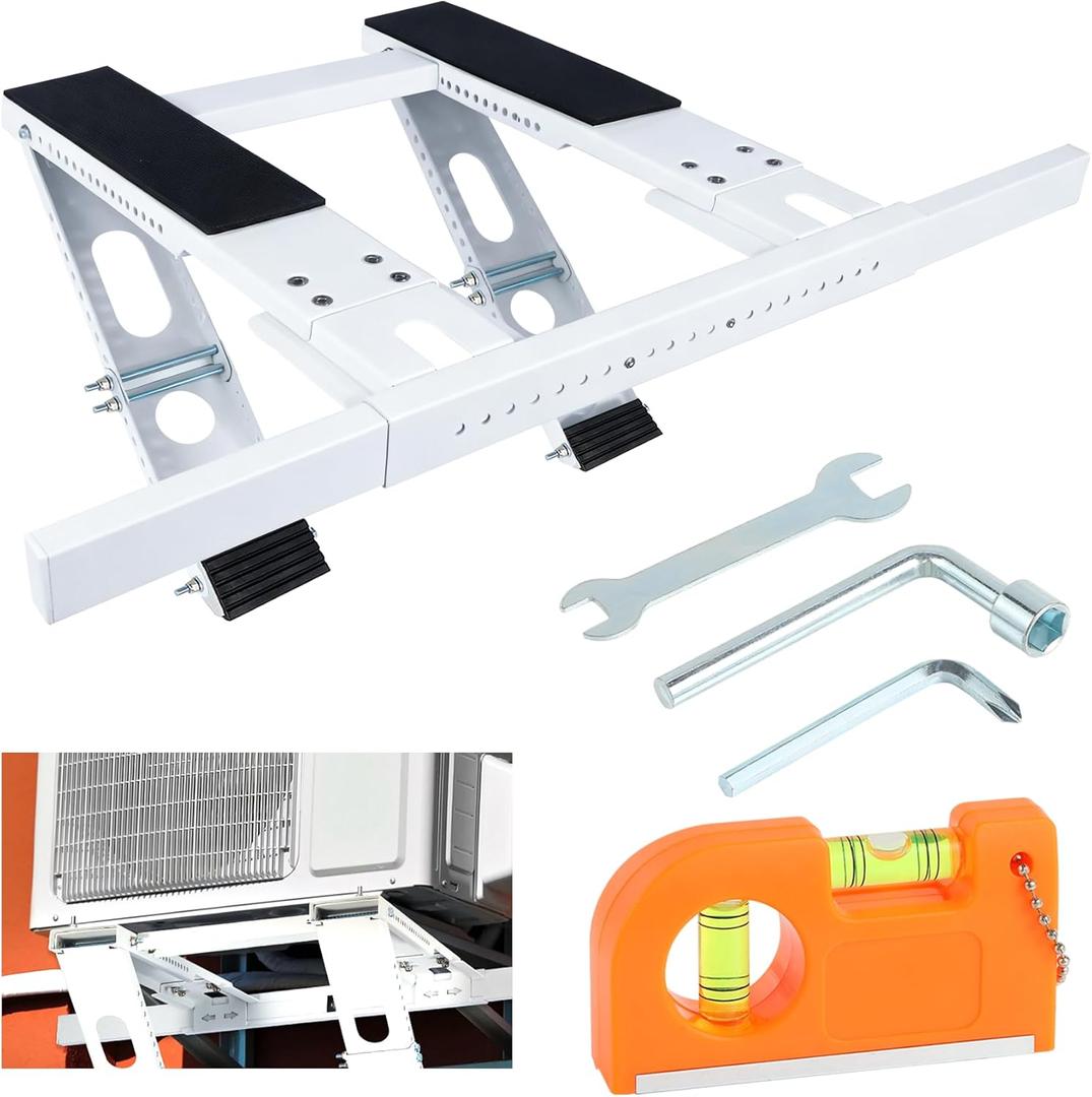 No Drill Window AC Bracket, Heavy Duty Adjustable Air Conditioner Support Bracket, Easy Install Window AC Mount for Single & Double Hung Windows, Supports Up to 220 lbs