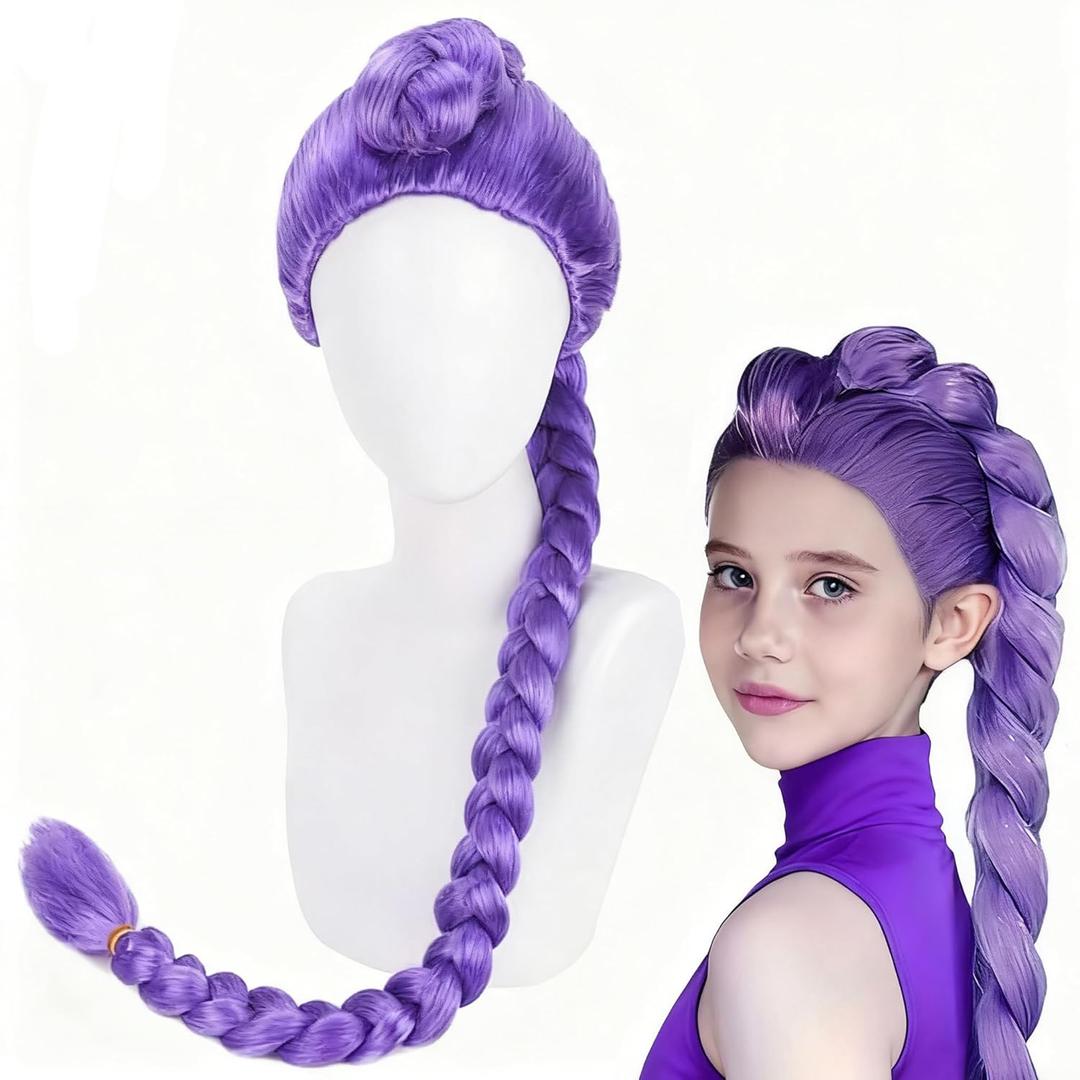 incohair Purple Braid Wig for Girls, Long Purple Cosplay Wig for Halloween Costume Party