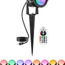 Christmas RGBW Outdoor Spotlights for Yard, 10W Color Changing Landscape Lights with Remote Control 120V LED Landscape Lighting Waterproof Spotlight with Plug Tree Garden Path Decoration(1Pack)