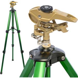 Hourleey Impact Sprinkler on Tripod, Rotating Water Sprinklers for Yard Lawn and Garden, Heavy Duty 360 Degree Irrigation Sprinkler with Zinc Head and 3/4" Connector for Outdoor