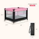 Dream On Me Zazzy Portable Playard with Bassinet - 360° Mesh Visibility, Quick Folding Travel Friendly Design, Carry Bag and Foldable Mattress Pad Included, Compact and Lightweight - Pink