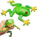 3 x Decompress and Stres Frog Toys, Realistic Frog Figurines Simulation Animal Model Soft Stretchy Spoof Vent Stress Toy Frog Party Decor for Relief, Elastic Spoof to Vent Stress Party Toy