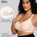 OEAK Women Comfortable Jelly Bras No Underwire Seamless Full Coverage Bralette Buttery Soft Convertible Everyday Tshirt Bra (Beige, L)
