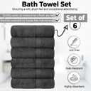 6 x QUBA LINEN Hotel & Spa 100% Cotton Bath Towels Pack of 6, Ultra Soft, Quick Dry, Lightweight, Highly Absorbent, Perfect for Face, Hands, Spa, Gym, Hotel, Resort & Daily Use - Grey (24" x 48")