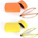 2 Pack Folding Reading Glasses Stainless Steel Mini Anti-Blue Light Blocking Reader for Men Women