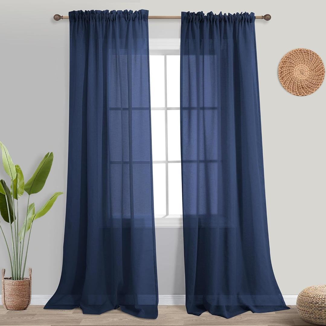 Navy Blue Curtains for Living Room - Grommet Thermal Insulated Full Room Curtains with Black Liner for Bedroom, Set of 2 Panels, W52 x L84 Inch