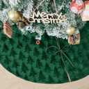 AVOIN colorlife Faux Fur Soft Plush Christmas Tree Skirt 36 Inch, Green Xmas Pine Trees Winter Holiday Mat Decoration
