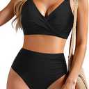 Holipick Women High Waisted Bikini Set Two Piece Swimsuits Push up Wrap Swim Suits Top Tummy Control Bathing Suit XL 