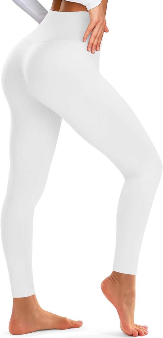 BLUEENJOY Leggings for Women - High Waisted Full Length Buttery Soft Yoga Pants for Workout Athletic Daily (Small-Medium, 01 White)