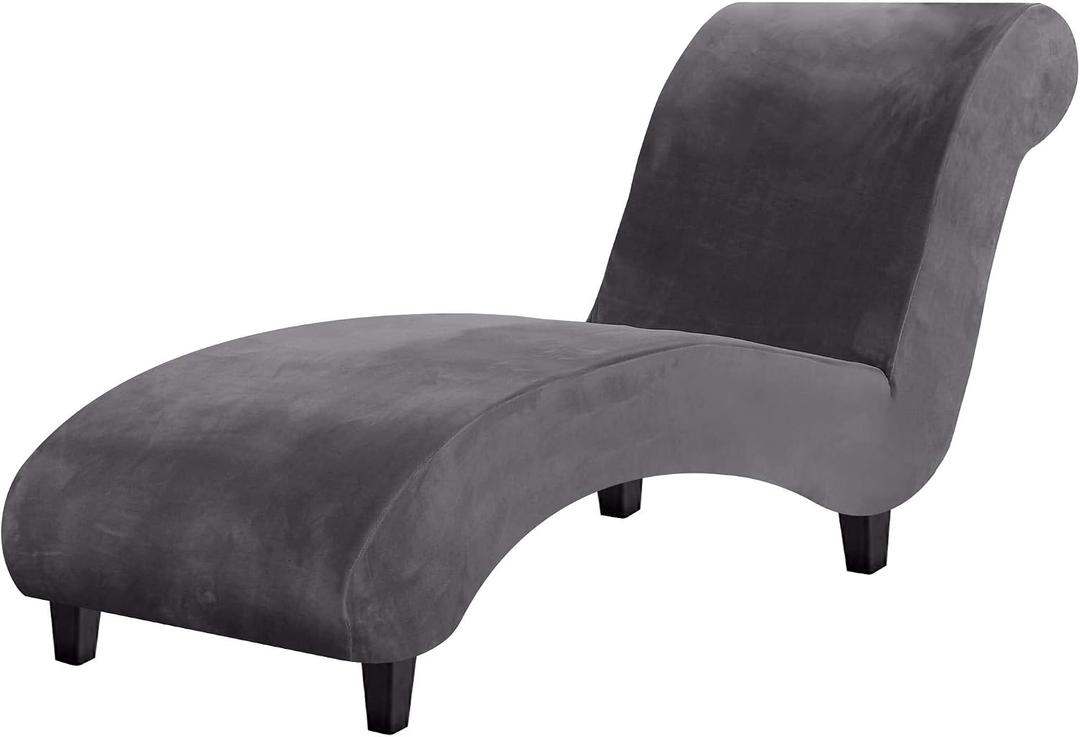 H.VERSAILTEX Velvet Chaise Lounge Cover, Luxury Armless Chaise Cover for Living Room, Machine Washable, Grey, 12"D x 12"W x 3"H