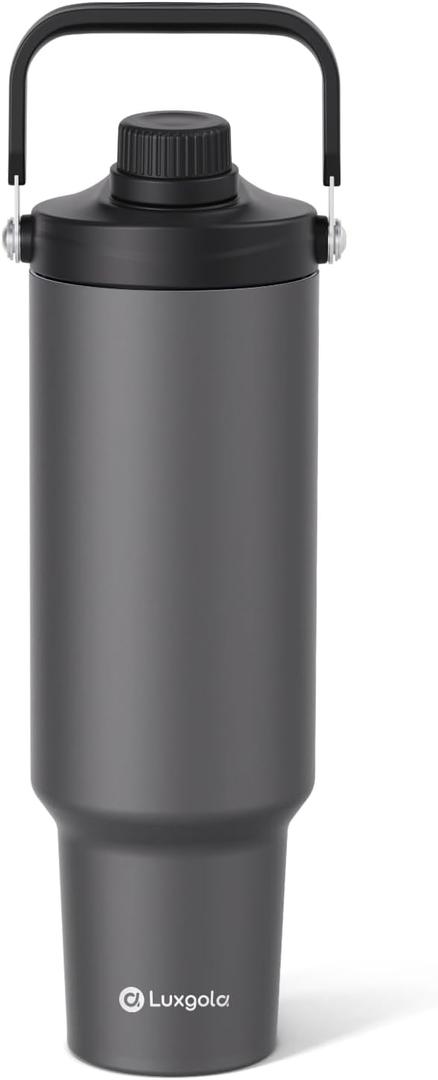 50 oz Insulated Tumbler, Double Wall Vacuum Stainless Steel Cup with Handle and Spout Lid, For Cold/Hot Drinks, Coffee Travel Mug for Car Holder/Home/Office/Party/Camping (Carbon Grey-1 Pack)