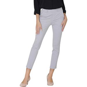 Mary Crafts Womens Comfort Stretch Fabric Slim Fit Pants, Dove Grey, 12