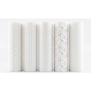 5 pcs Polymer Clay Texture Roller, Pottery Stamps for Polymer Clay Earrings Jewelry, Embossing Pottery Texture Rollers for Jewelry Making