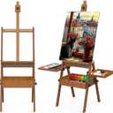 Professional Vintage Wood H-Frame Easel, with 2 Palette and Storage Box, 36"