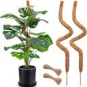 2 Pack 48'' Bendable Moss Pole for Monstera & Pothos - Tall Handmade Coco Coir Plant Support Stakes for Large Climbing Indoor Plants, Potted Houseplant Trellis Accessories