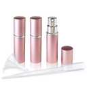 L'AUTRE PEAU Refillable Perfume & Cologne Fine Mist Atomizers with Metallic Exterior & Glass Interior - 5ml Portable Travel Size - 3ml Squeeze Transfer Pipette Included (3 Pack, Pink) (5 Piece Set)