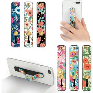 Weewooday 6 Pieces Phone Grip Holder Cell Phone Grip Strap Telescopic Finger Strap Stand Universal Finger Kickstand for Most Smartphones(Floral Color)